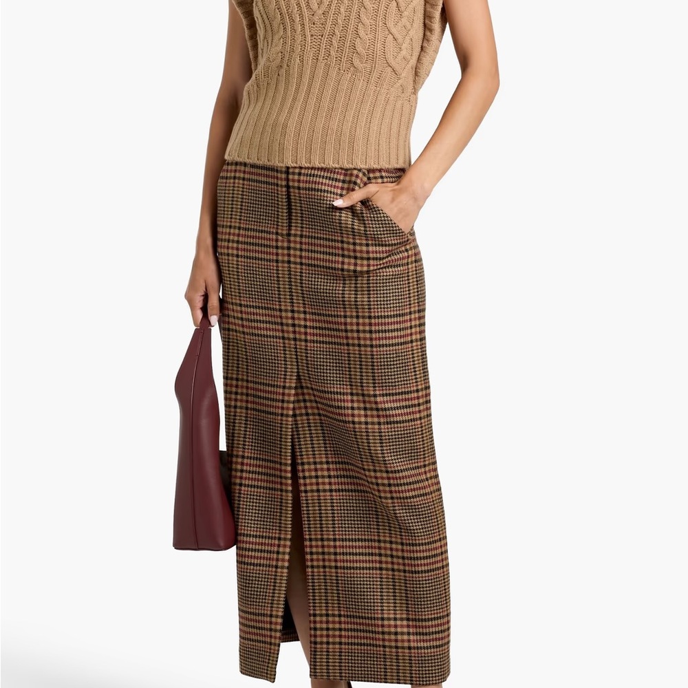 Veronica Beard Maxine Checked Wool-Tweed Maxi Skirt
